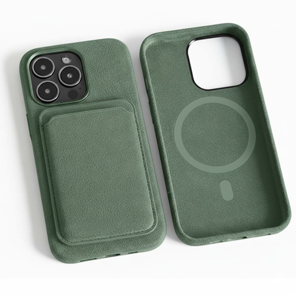 Pixxelcase® Alcantara-Leder iPhone-Hülle für 13–16 Pro Max | CYAN