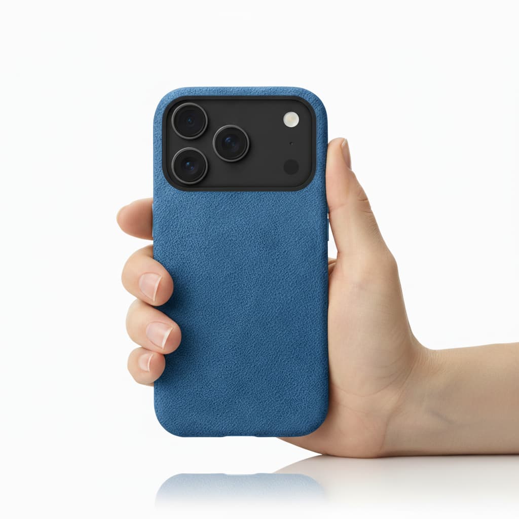 Pixxelcase® Alcantara Lederhülle für iPhone 17–17 Air | HIMMEL BLAU