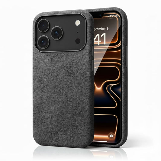 Pixxelcase® Alcantara Lederhülle für iPhone 17–17 Air | DUNKEL GRAU