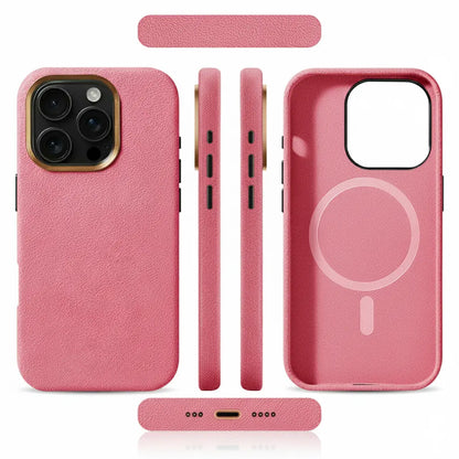 Pixxelcase® Alcantara-Leder iPhone-Hülle für 13–16 Pro Max | WEINROT