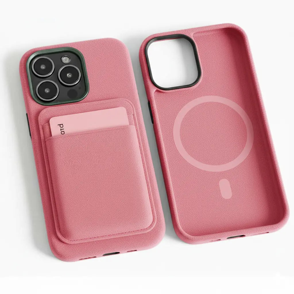 Pixxelcase® Alcantara-Leder iPhone-Hülle für 13–16 Pro Max | WEINROT