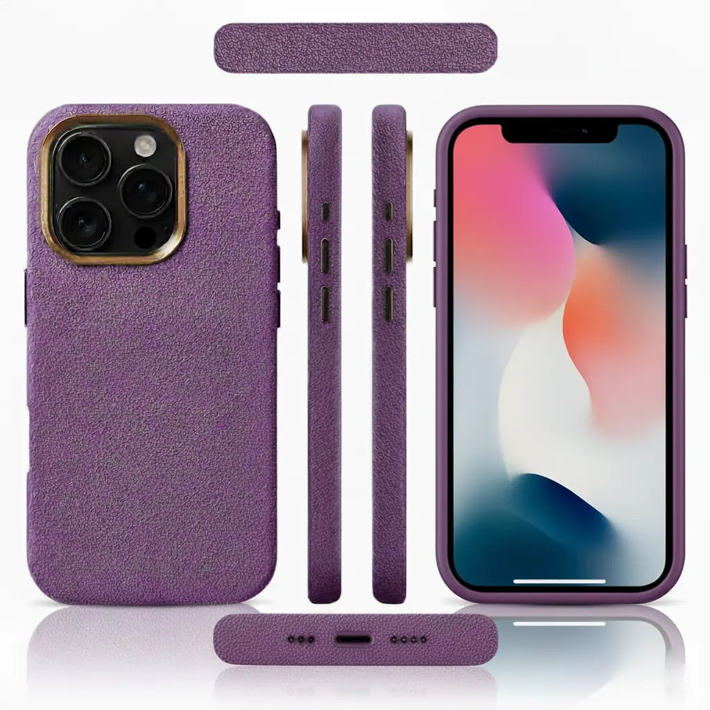 Pixxelcase® Alcantara-Leder iPhone-Hülle für 13–16 Pro Max | WEINROT
