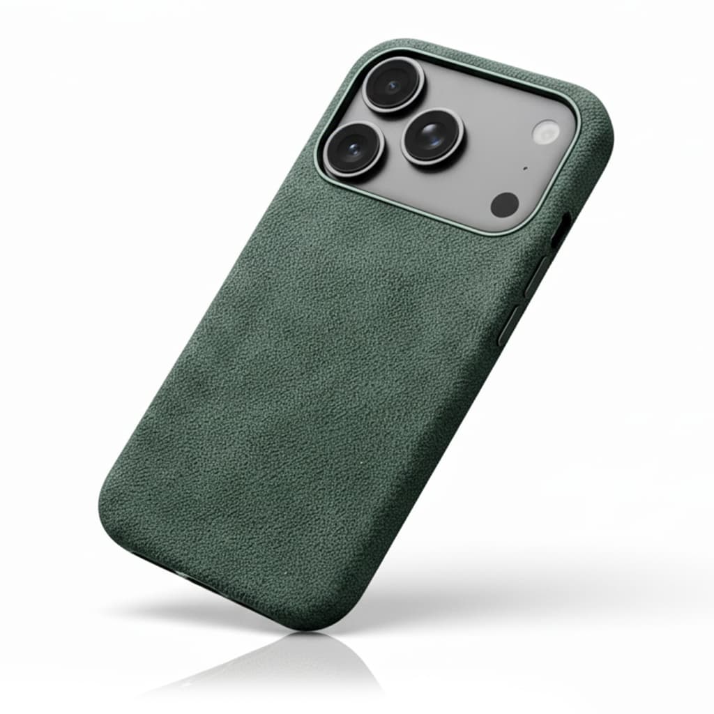 Pixxelcase® Alcantara Lederhülle für iPhone 17–17 Air | WALD GRÜN