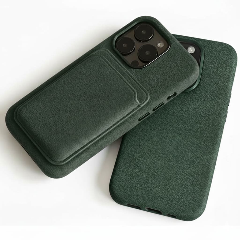 Pixxelcase® Alcantara-Leder iPhone-Hülle für 13–16 Pro Max | WALDGRÜN