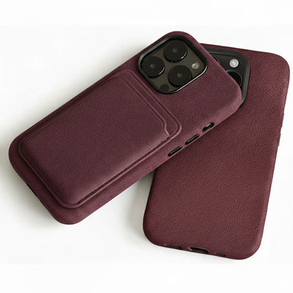 Pixxelcase® Alcantara-Leder iPhone-Hülle für 13–16 Pro Max | WEINROT
