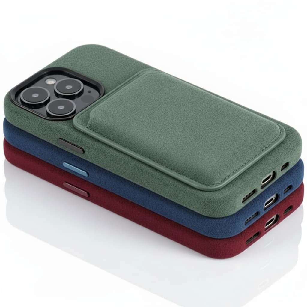 Pixxelcase® Alcantara-Leder iPhone-Hülle für 13–16 Pro Max | CYAN