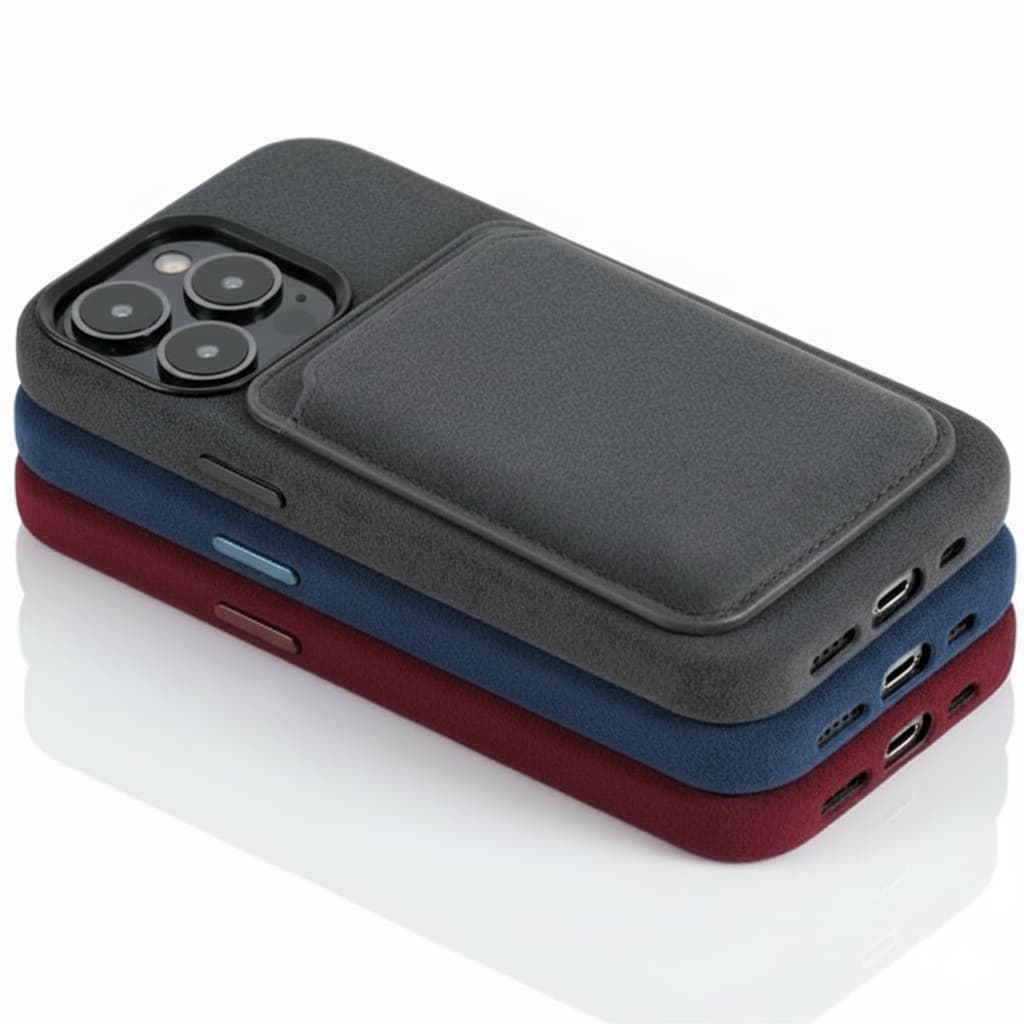 Pixxelcase® Alcantara-Leder iPhone-Hülle für 13–16 Pro Max | HELLGRAU