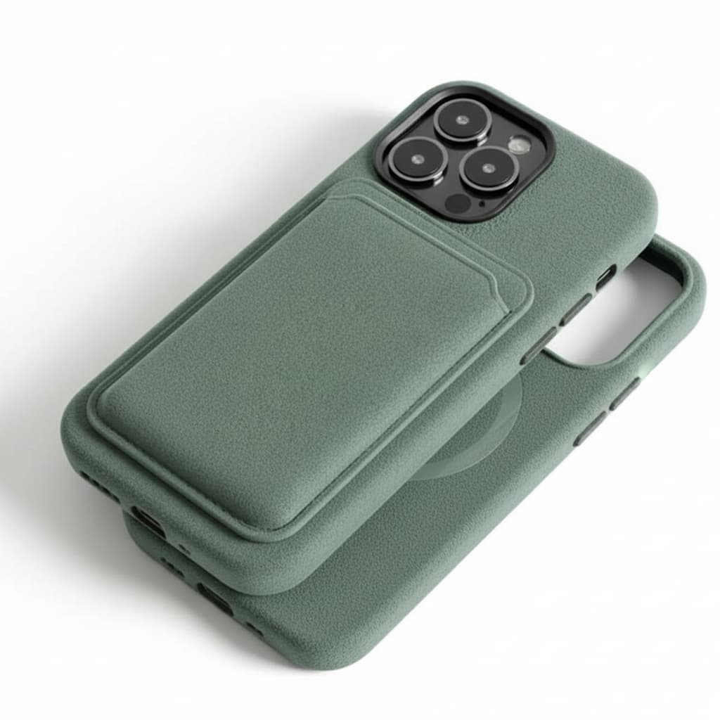 Pixxelcase® Alcantara-Leder iPhone-Hülle für 13–16 Pro Max | CYAN