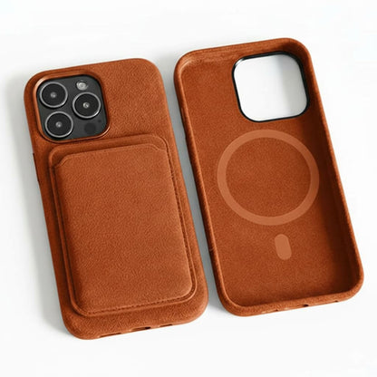 Pixxelcase® Alcantara-Leder iPhone-Hülle für 13–16 Pro Max | HERMES-ORANGE