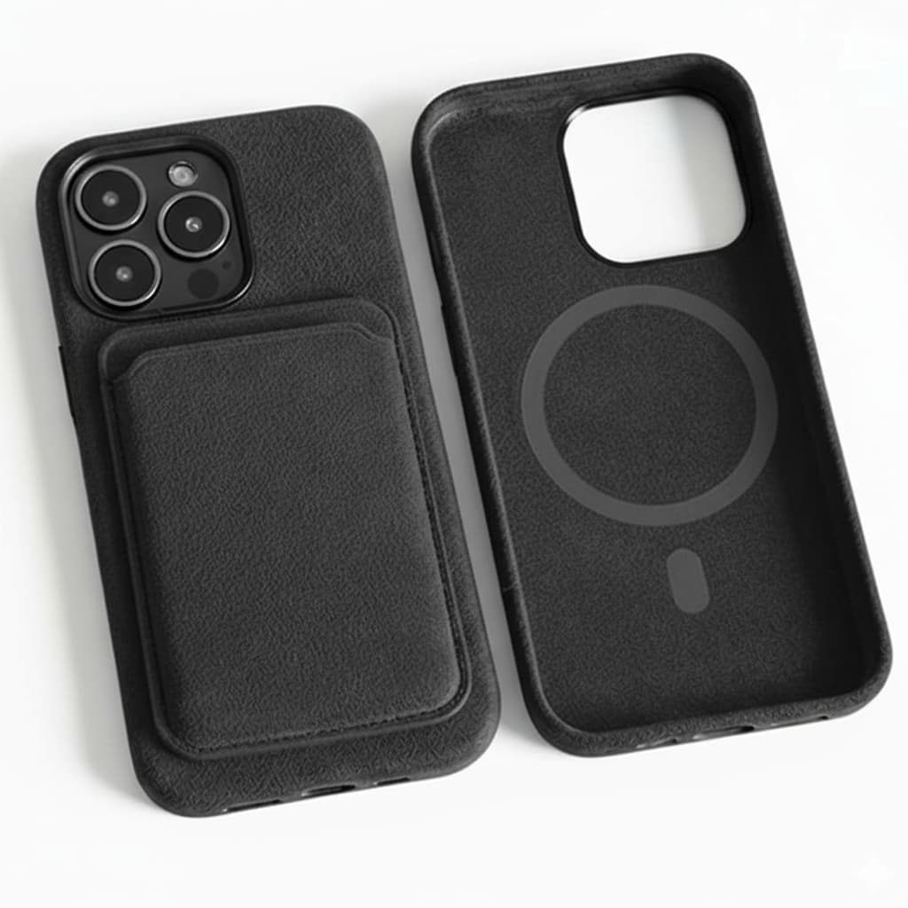 Pixxelcase® Alcantara-Leder iPhone-Hülle für 13–16 Pro Max | DUNKELGRAU