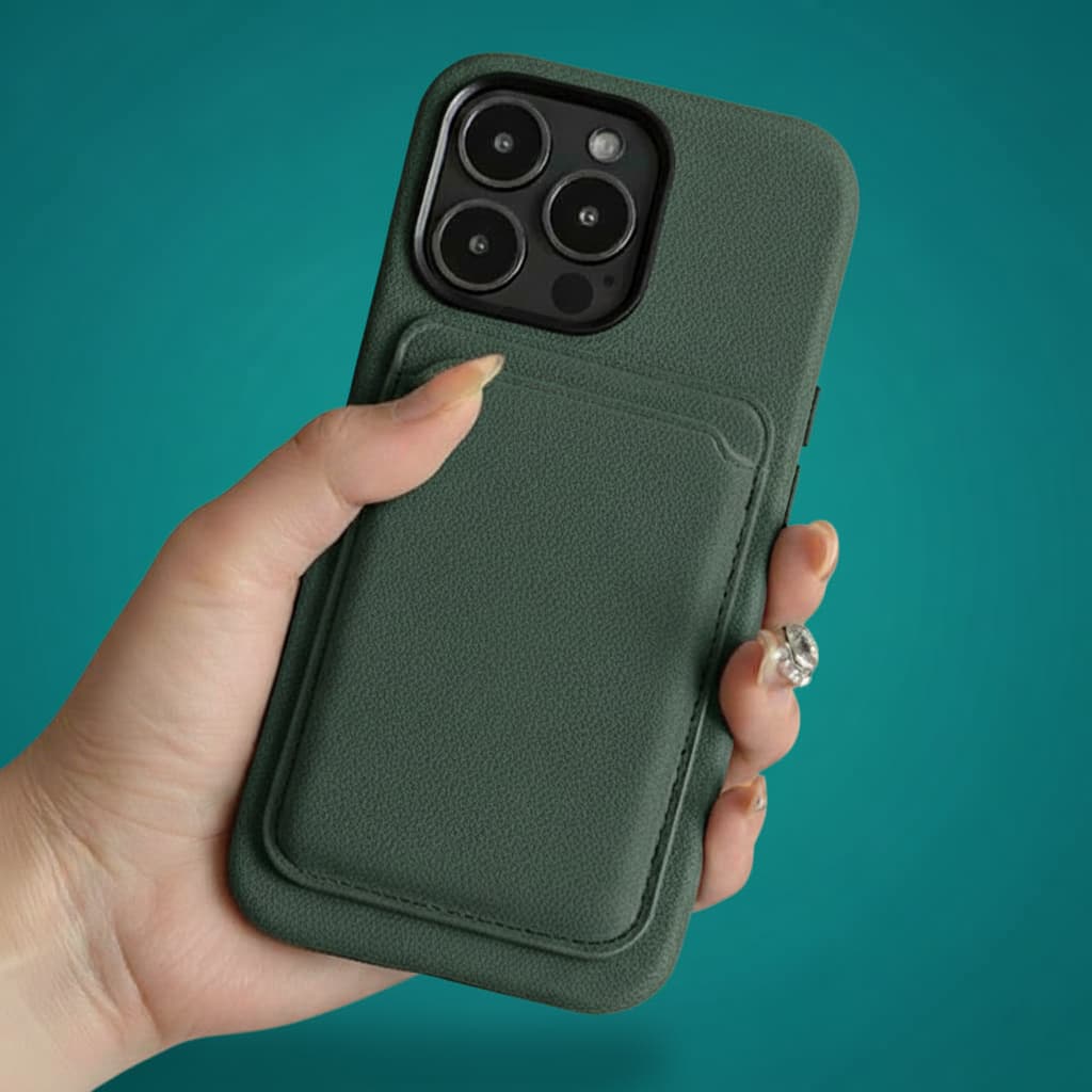 Pixxelcase® Alcantara-Leder iPhone-Hülle für 13–16 Pro Max | CYAN