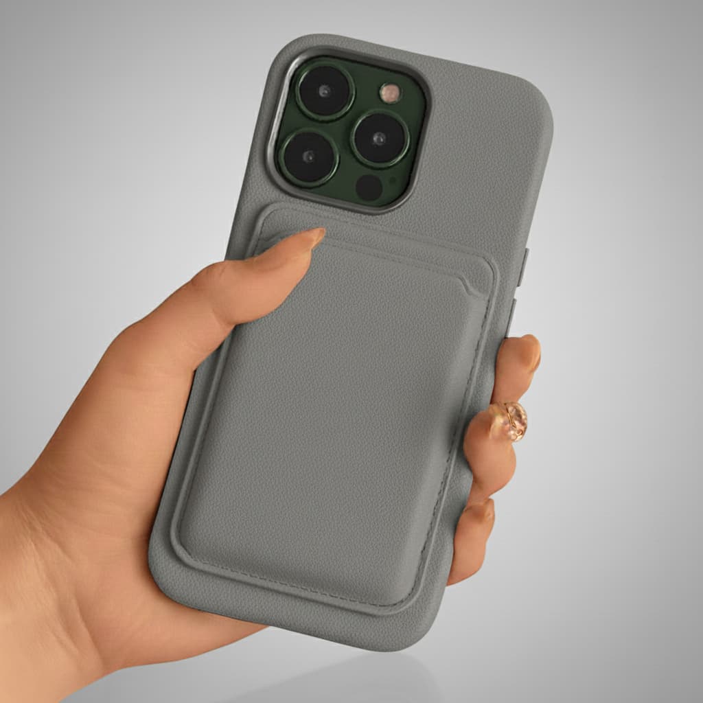 Pixxelcase® Alcantara-Leder iPhone-Hülle für 13–16 Pro Max | HELLGRAU