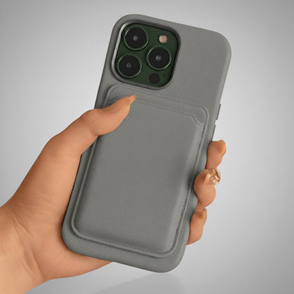 Pixxelcase® Alcantara-Leder iPhone-Hülle für 13–16 Pro Max | HELLGRAU
