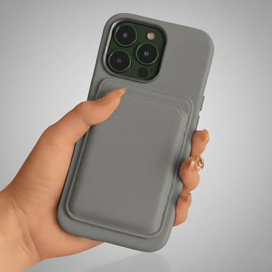 Pixxelcase® Alcantara-Leder iPhone-Hülle für 13–16 Pro Max | HELLGRAU
