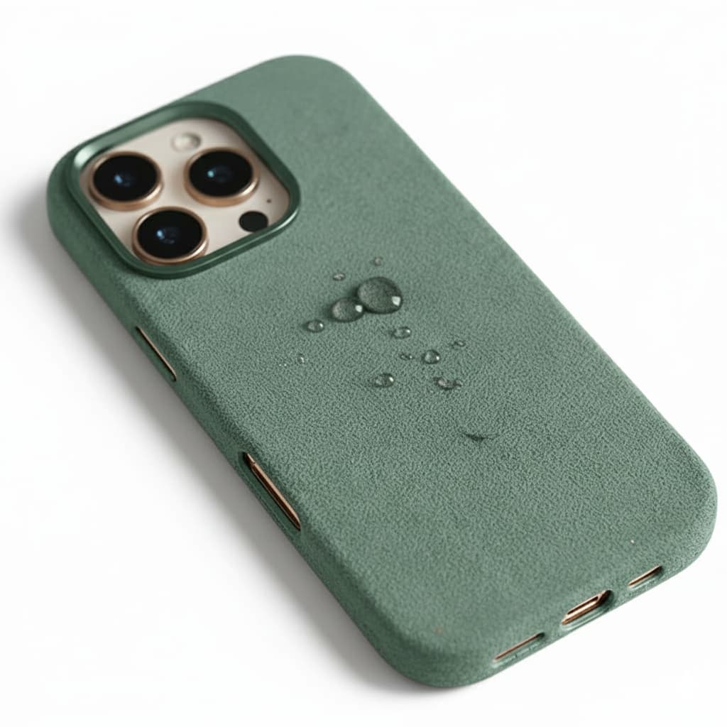 Pixxelcase® Alcantara-Leder iPhone-Hülle für 13–16 Pro Max | CYAN