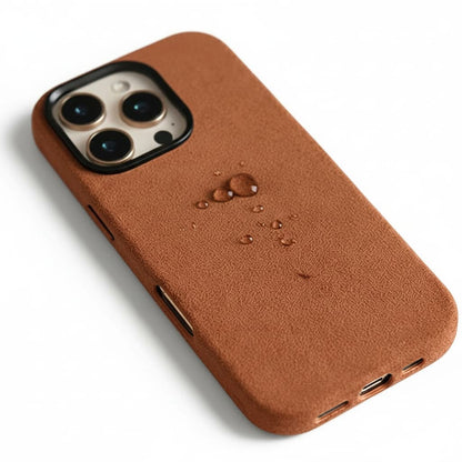 Pixxelcase® Alcantara-Leder iPhone-Hülle für 13–16 Pro Max | HERMES-ORANGE