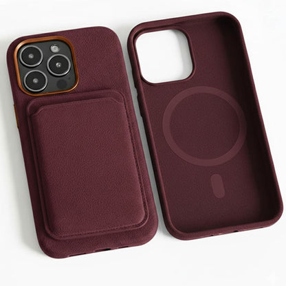 Pixxelcase® Alcantara-Leder iPhone-Hülle für 13–16 Pro Max | WEINROT