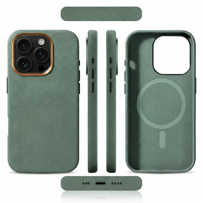 Pixxelcase® Alcantara-Leder iPhone-Hülle für 13–16 Pro Max | CYAN