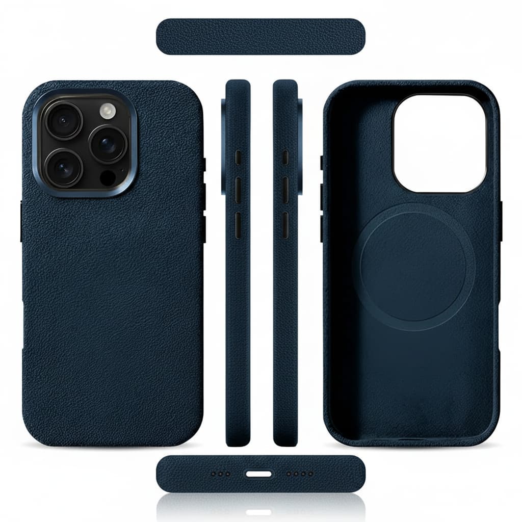Pixxelcase® Alcantara-Leder iPhone-Hülle für 13–16 Pro Max | OZEANBLAU