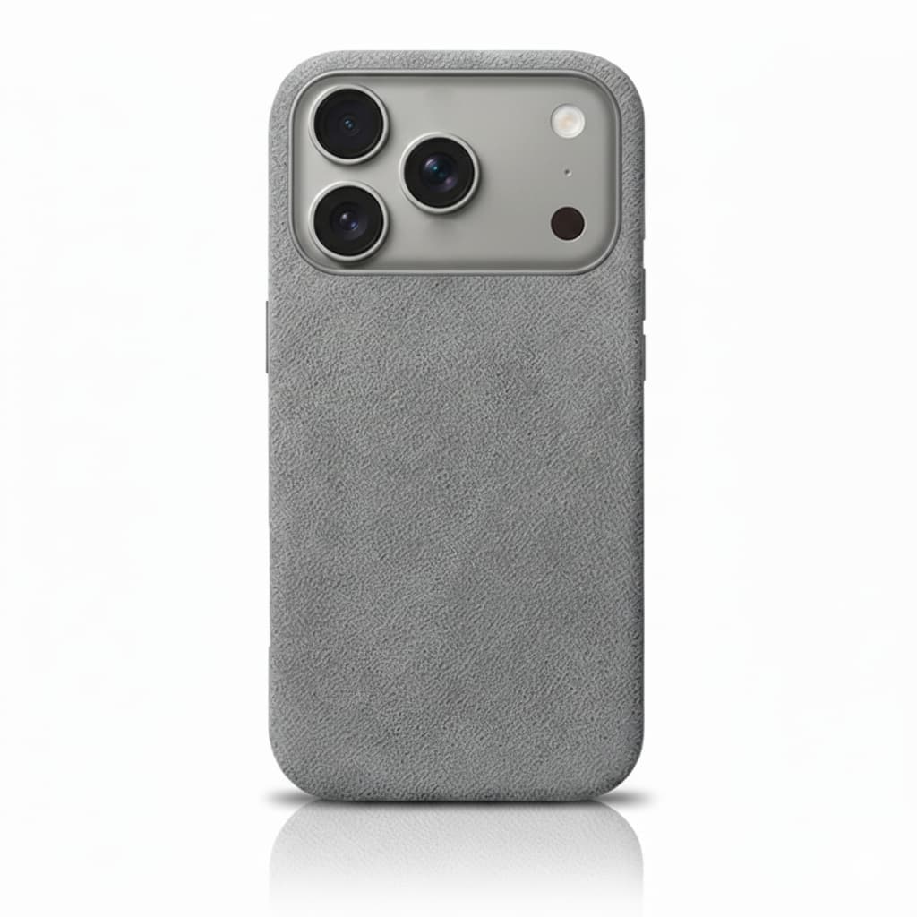 Pixxelcase® Alcantara Lederhülle für iPhone 17–17 Air | SILBER GRAU