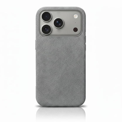 Pixxelcase® Alcantara Lederhülle für iPhone 17–17 Air | SILBER GRAU
