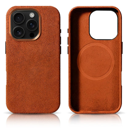 Pixxelcase® Alcantara-Leder iPhone-Hülle für 13–16 Pro Max | HERMES-ORANGE