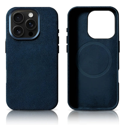 Pixxelcase® Alcantara-Leder iPhone-Hülle für 13–16 Pro Max | OZEANBLAU