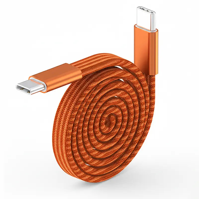 100W Dual-Type-C Geflochtenes Flaches Magnet-Ladekabel 1 m / 3,3 ft