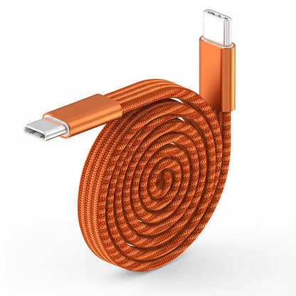 100W Dual-Type-C Geflochtenes Flaches Magnet-Ladekabel 1 m / 3,3 ft